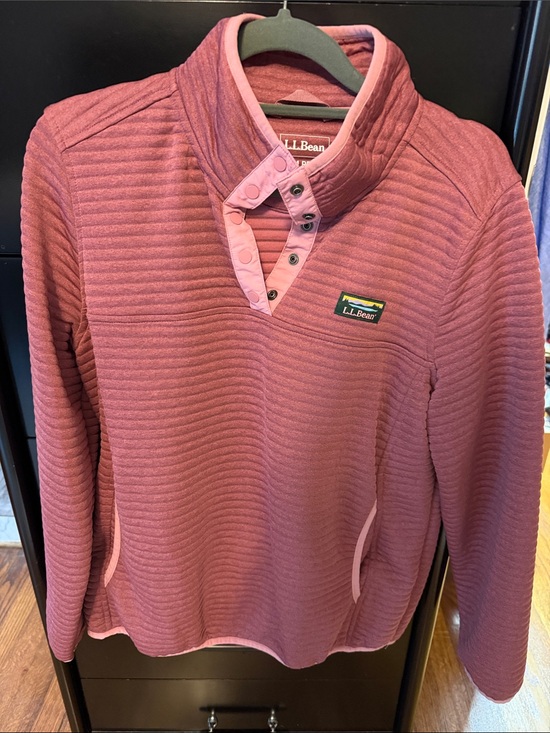 L.L. Bean Tops - L.L. Bean Women's Dusty Rose Quilted Snap Pullover Medium Petite